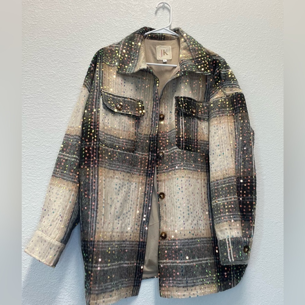 Jady k sequin plaid shacket size large - Picture 2 of 3